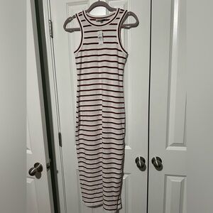 Loft Red and White Striped Dress NWT